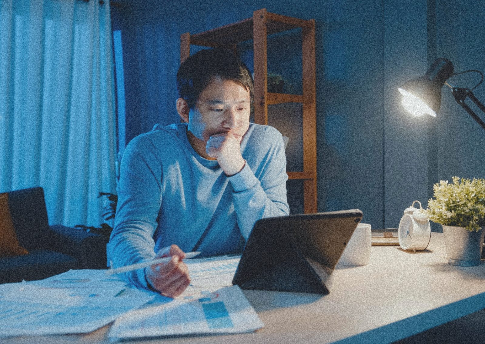Watching a session at a desk